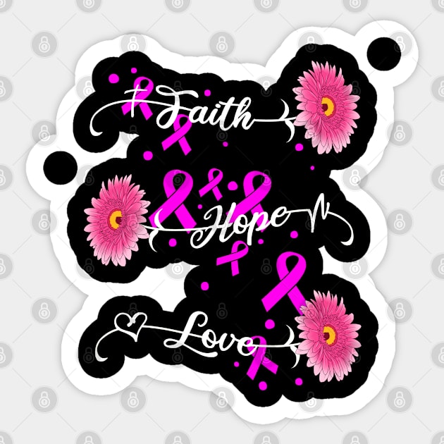 Womens Faith Hope Love Breast Cancer Awareness Product Sticker by Linco